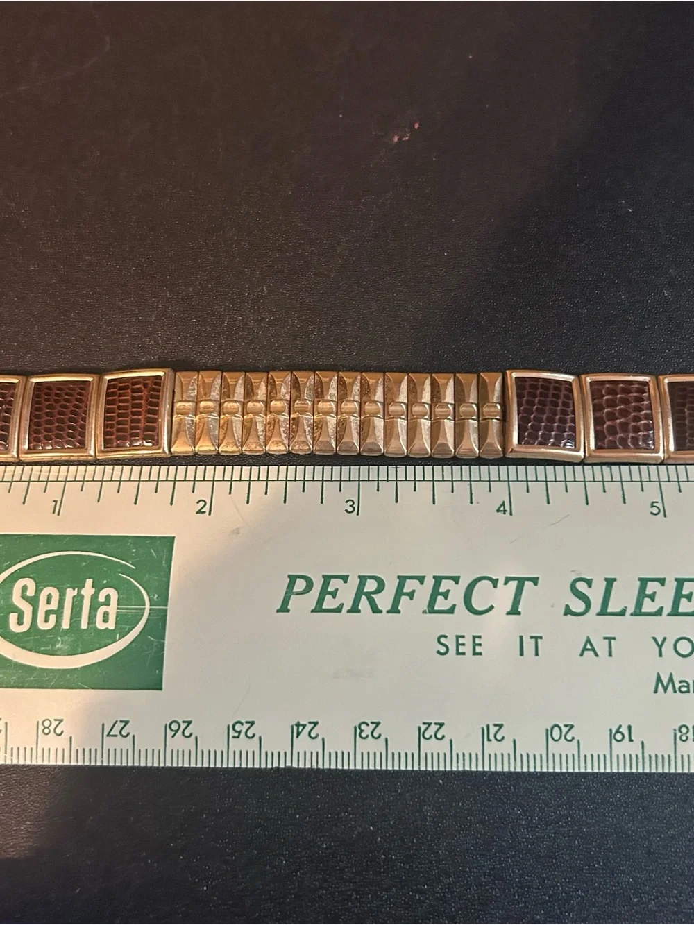 Men's Estate 40s 16mm Stone Wall 1/20 10kt Gold Filled Watch Band Lizard Leather